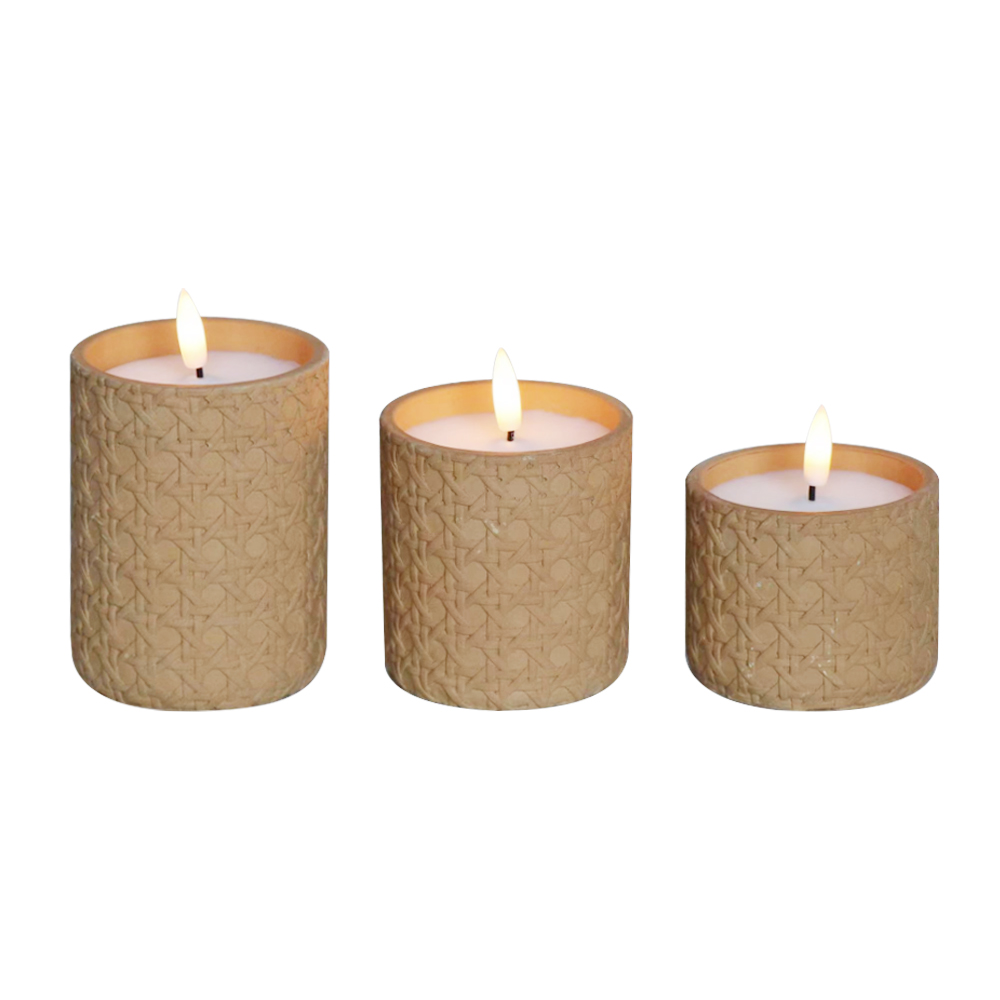 LED reális láng akkumulátor cement 3D Wick gyertya