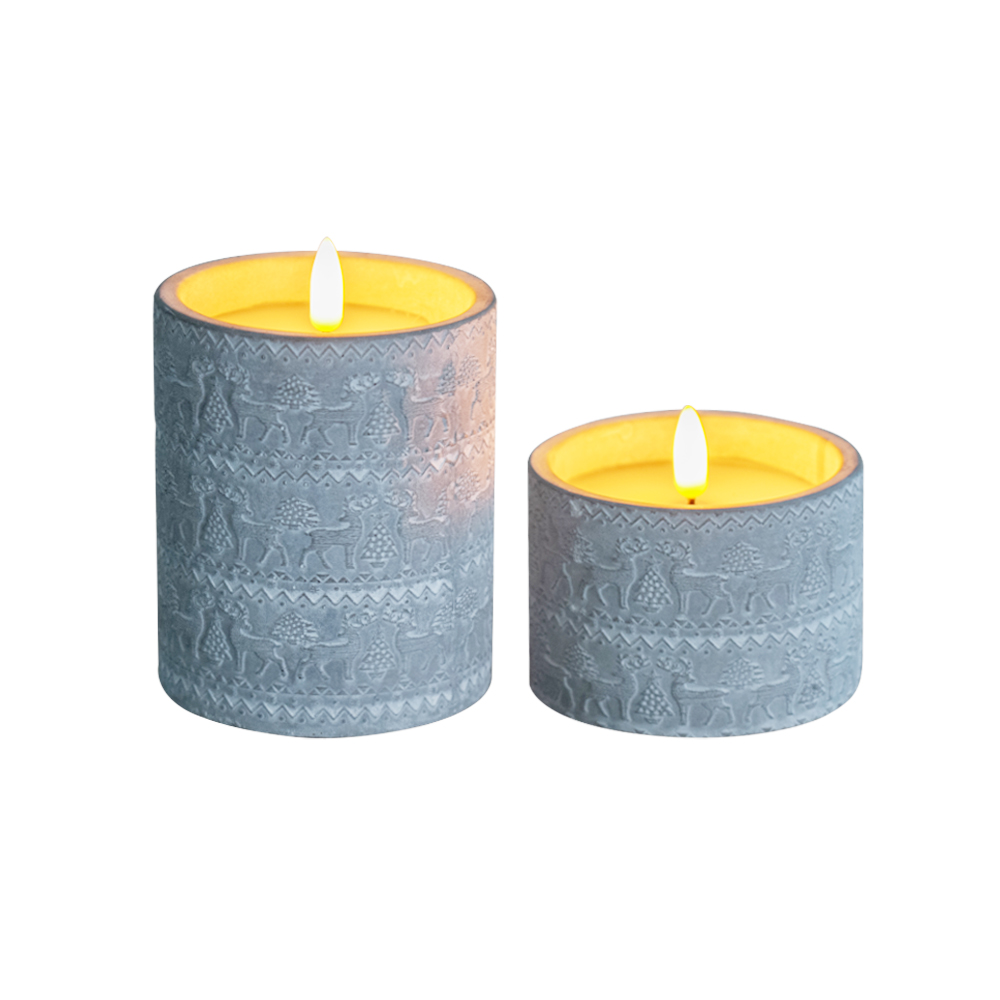 LED 3D -s láng nélküli elektronikus fényes cement gyertya