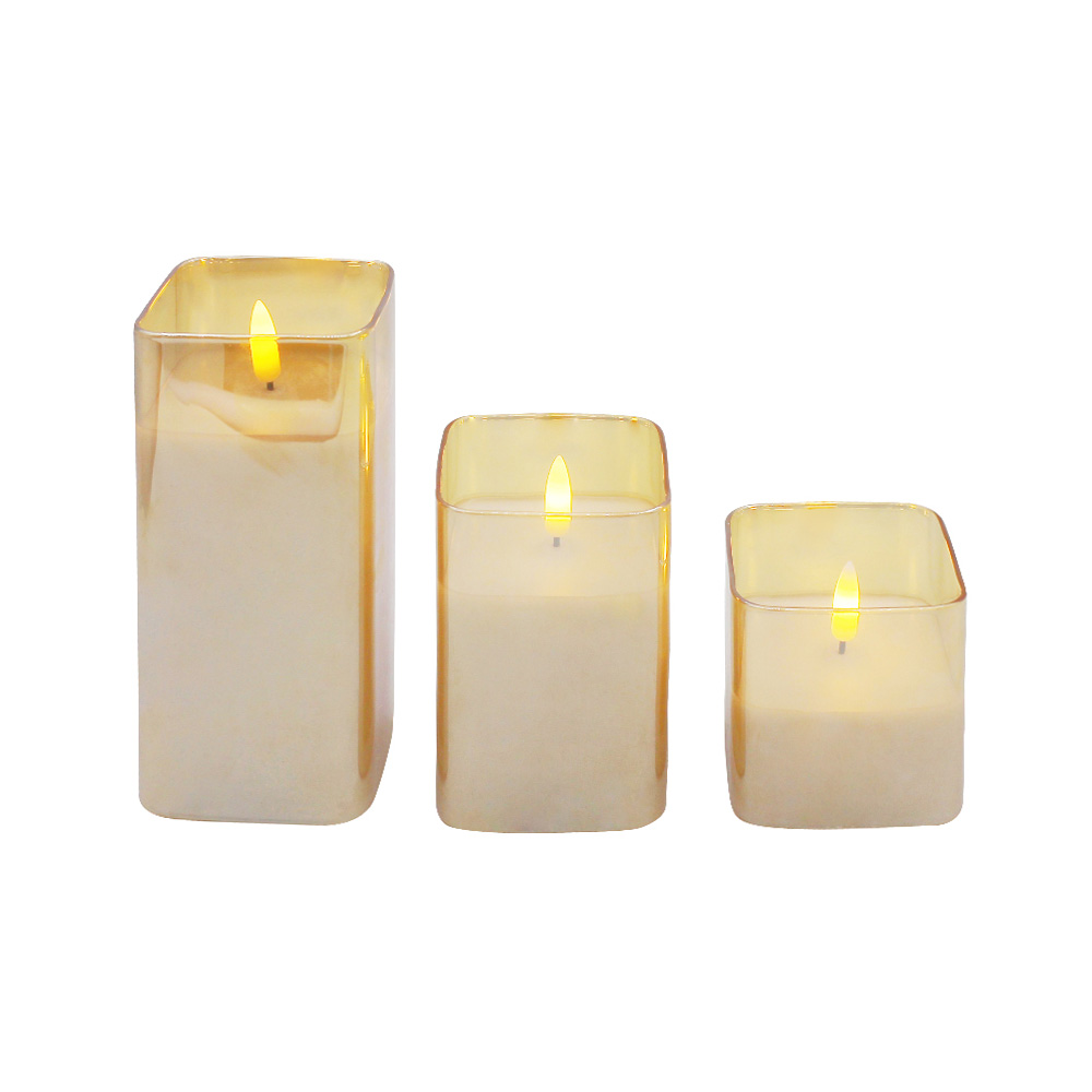 Üvegcső 3D Wick LED oszlop gyertyalámpa